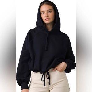 PRANA Ziller Sweatshirt‎ Boxy Oversized Wool Blend Navy Athletic Hoodie Small